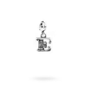 Charm Lettera E Moschettone Argento Invecchiato