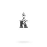 Charm Lettera K Moschettone Argento Invecchiato