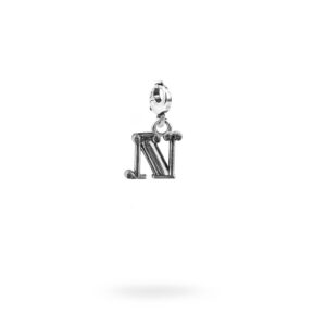 Charm Lettera N Moschettone Argento Invecchiato