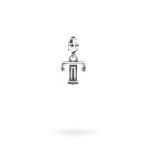 Charm Lettera T Moschettone Argento Invecchiato