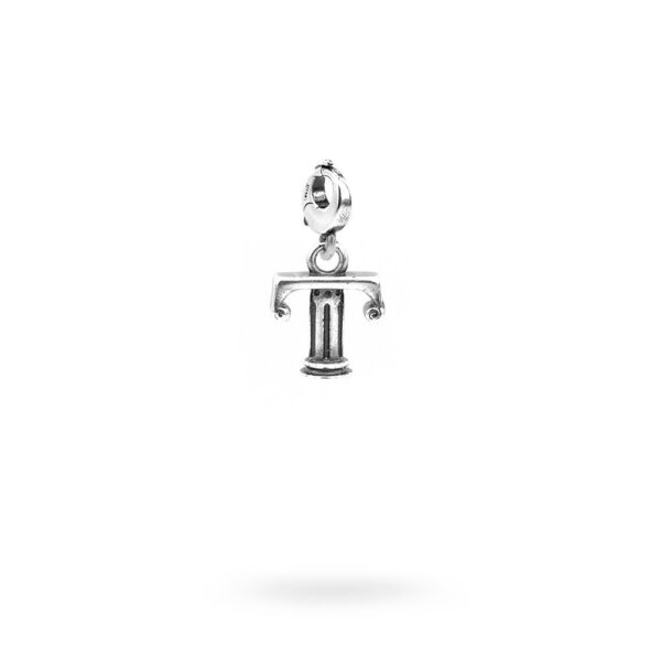 Charm Lettera T Moschettone Argento Invecchiato