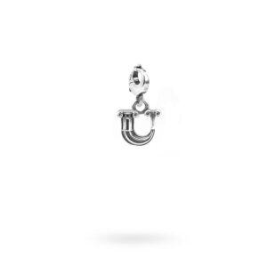 Charm Lettera U Moschettone Argento Invecchiato
