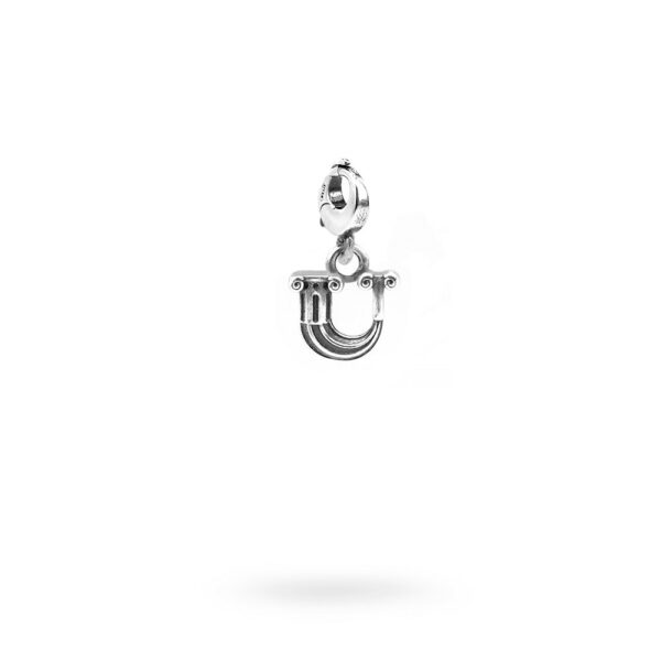 Charm Lettera U Moschettone Argento Invecchiato