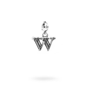 Charm Lettera W Moschettone Argento Invecchiato