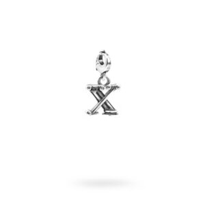 Charm Lettera X Moschettone Argento Invecchiato