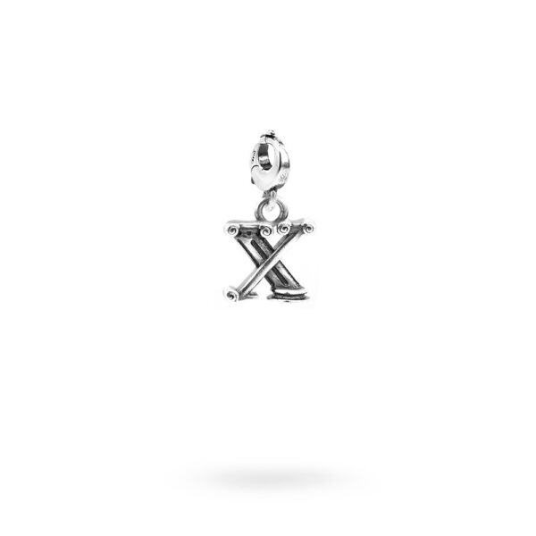 Charm Lettera X Moschettone Argento Invecchiato