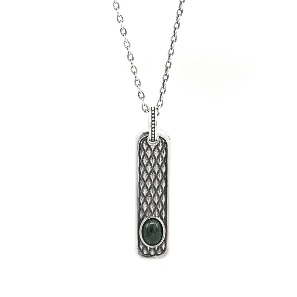 Collana Uomo Serpente Malachite Argento