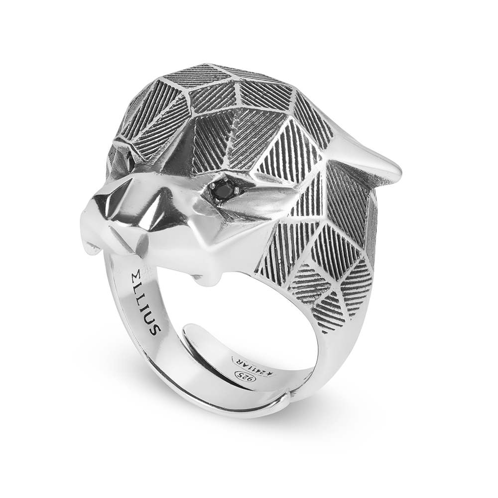 Anello Pantera Uomo Argento Invecchiato