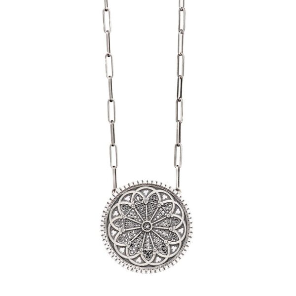 collana rosone troia RV grande doppio giro gioielli argento ellius