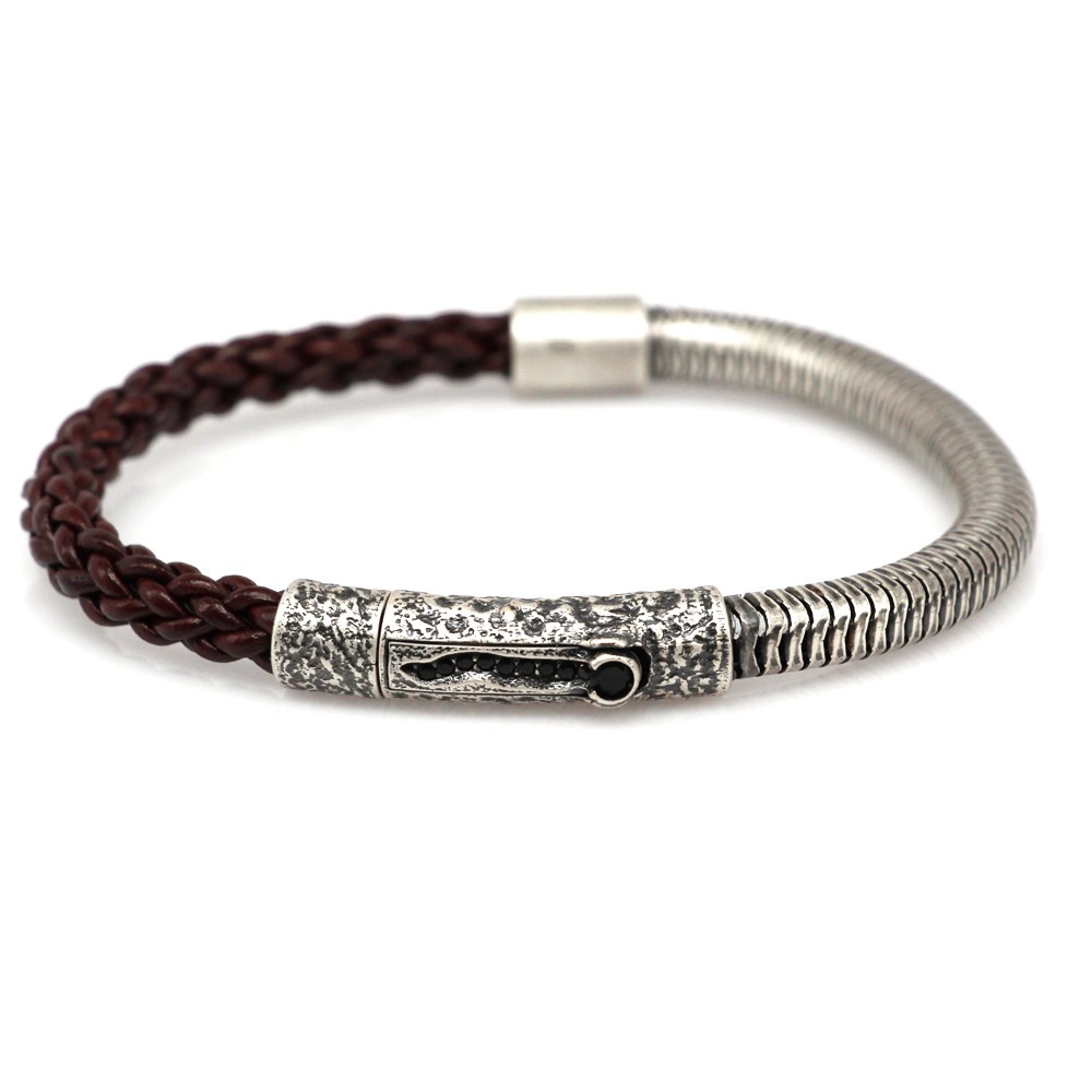 bracciale vulcano scubidu pelle argento