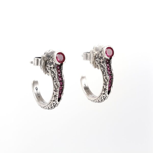 Woman silver side volcano earrings