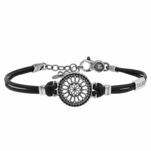 Bracciale Rosone l aquila Collemaggio gioielli pelle argento Ellius uomo