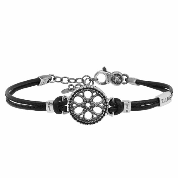 bracciale rosone sinagoga trieste ellius argento pelle gioielli uomo