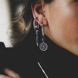 charm orecchino componibile foglia di alloro donna