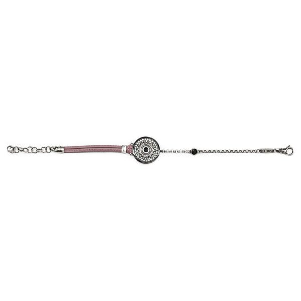 Bracciale Natività pelle rosa donna gioielli argento Ellius