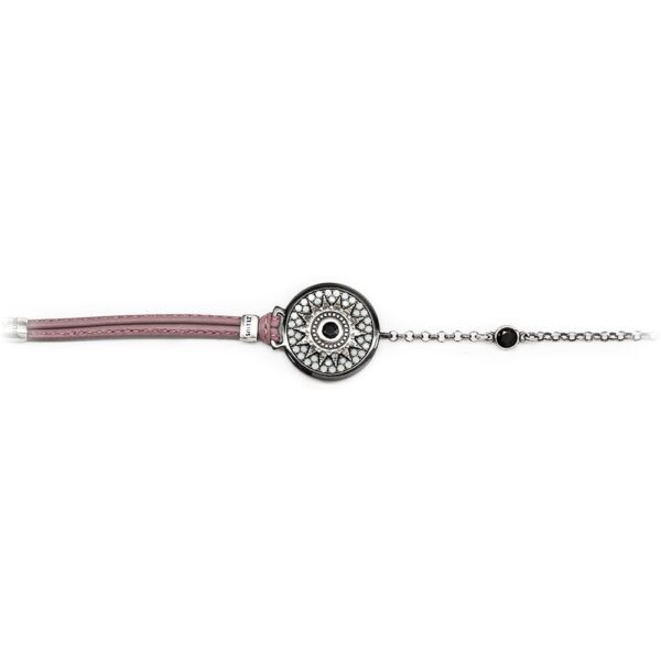 Bracciale Natività pelle rosa donna gioielli argento Ellius centrale