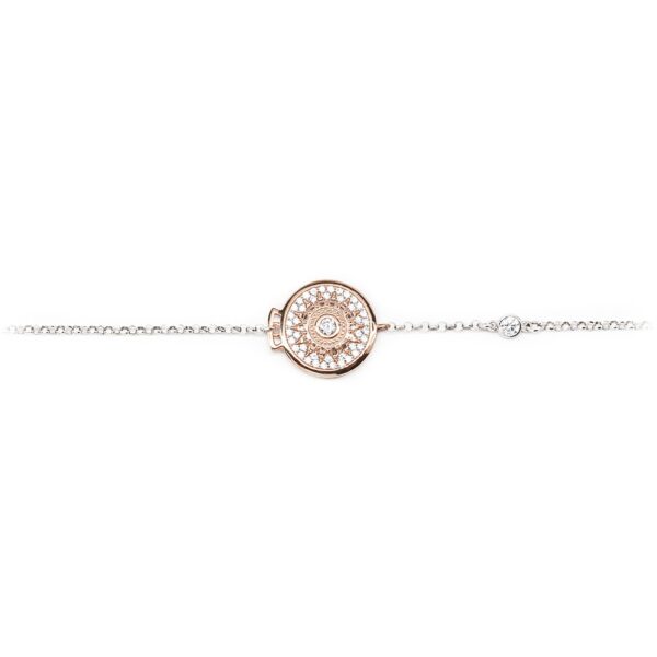 Bracciale Natività rose pietre bianche gioielli argento Ellius centrale