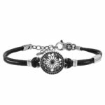 Bracciale Rosone Otranto pelle gioielli argento Ellius