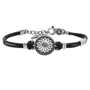 Bracciale Rosone Sorgono pelle gioielli argento Ellius