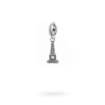 Charm Mitologia Obelisco pietra bianca gioielli argento Ellius moschettone