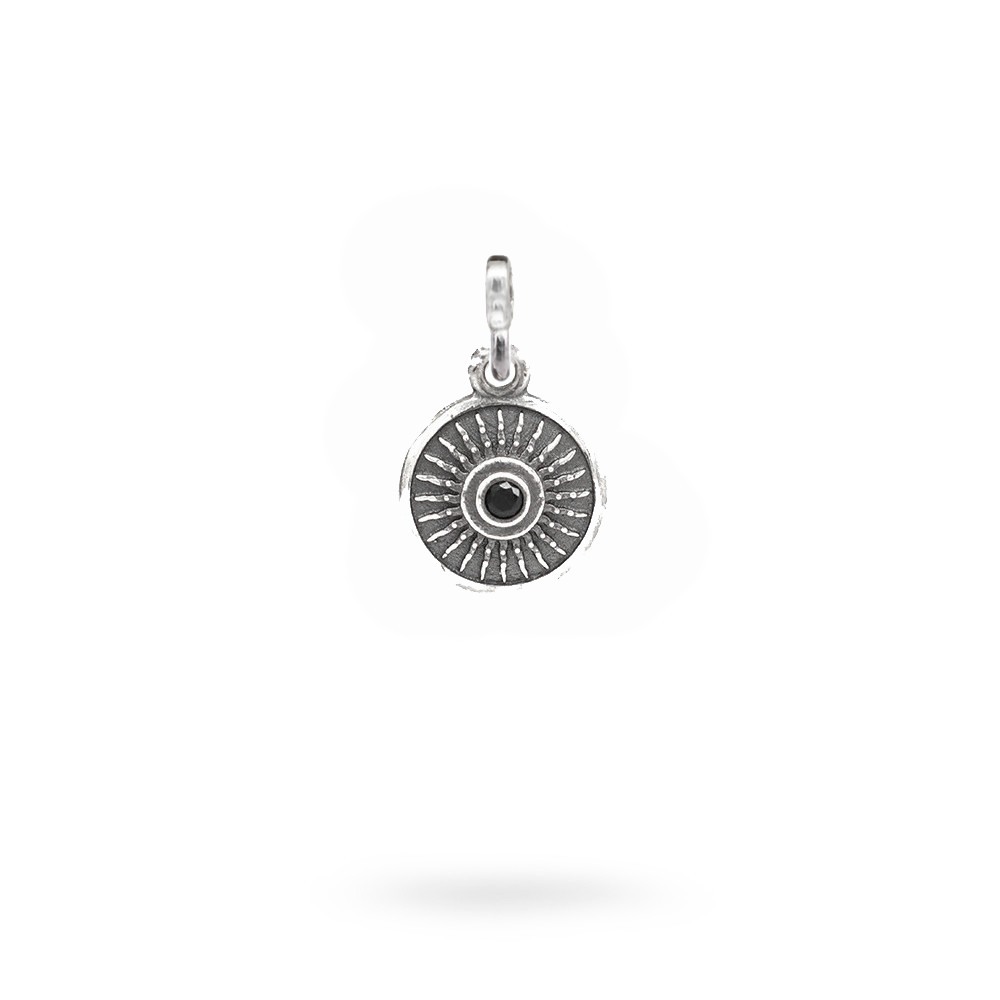 Charm Mitologia Scudo pietra nera gioielli argento Ellius maglina