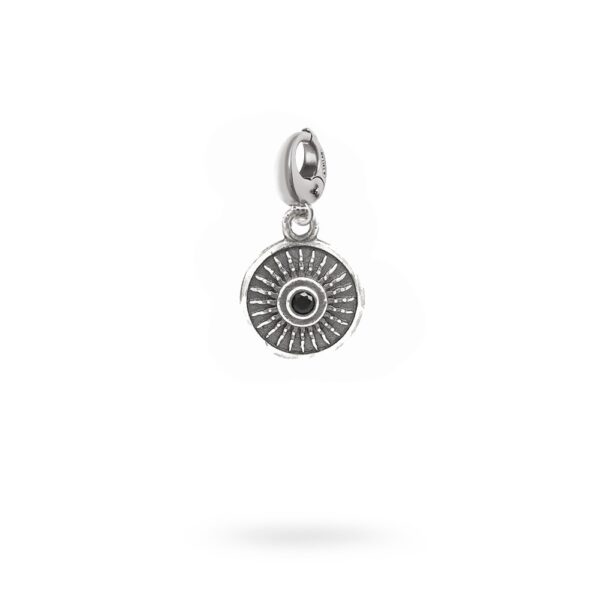Charm Mitologia Scudo pietra nera gioielli argento Ellius moschettone
