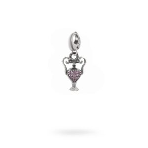 Charm Mitologia Unguentario pietre viola gioielli argento Ellius moschettone