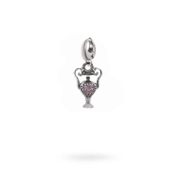 Charm Mitologia Unguentario pietre viola gioielli argento Ellius moschettone
