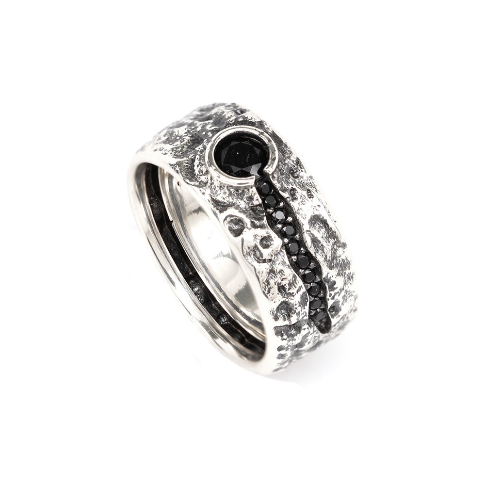 anello vulcano uomo argento