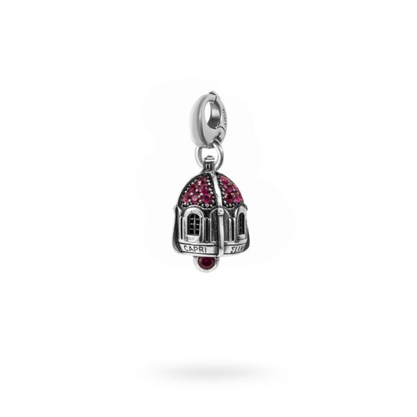Charm Portafortuna Capri Pietre Fucsia moschettone gioielli argento Ellius