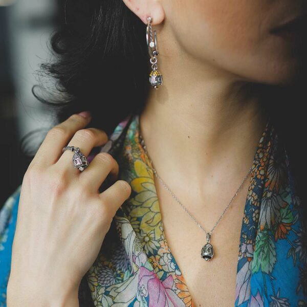 collana anello e orecchino cupola campanella portafortuna capri donna