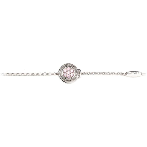 Bracciale bambina Natività rodio pietre rosa gioielli argento Ellius fronte