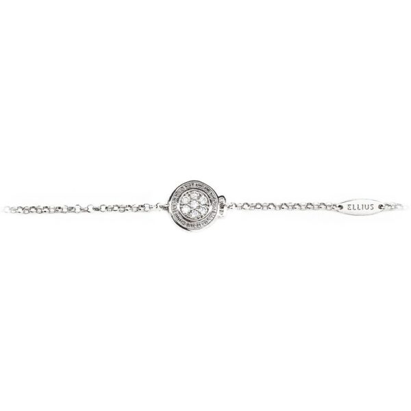 Bracciale bambino Natività rodio pietre bianche gioielli argento Ellius fronte