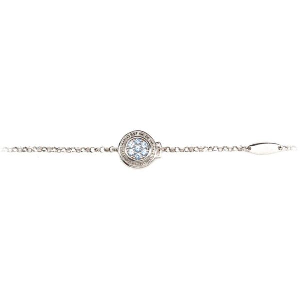 Bracciale bambino Natività rodio pietre celesti gioielli argento Ellius fronte