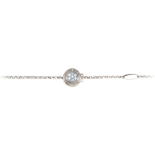 Bracciale neonato Natività rodio pietre celesti gioielli argento Ellius fronte