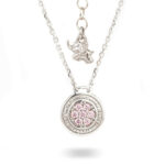 Collana Natività Bambina argento e pietre rosa gioielli Ellius
