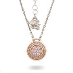 Collana Natività Bambina argento rose e pietre rosa gioielli Ellius