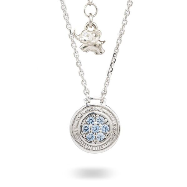 Collana Natività Bambino argento e pietre azzurre gioielli Ellius
