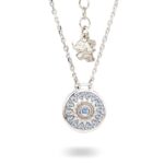 Collana Natività retro Bambino argento e pietre azzurre gioielli Ellius