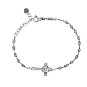 Bracciale Rosario Natività Croce Pietre Bianco Donna Ellius Argento