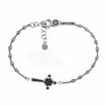 Bracciale Rosario Natività Croce Pietre Nere Uomo Ellius Argento