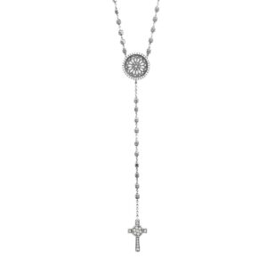 Collana Minimal Rosone Duomo di Firenze e Croce Natività pietre bianche argento invecchiato Ellius