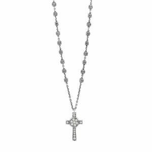 Collana Rosario Natività Croce pietre bianco gioiello argento Ellius