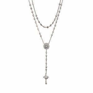 Collana Rosario Natività Stella e Croce doppia pietre bianco gioiello argento Ellius