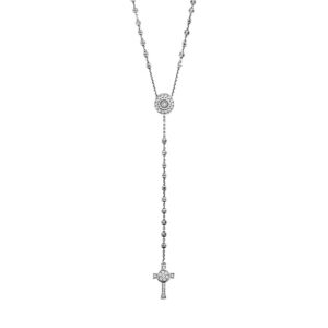 Collana Rosario Natività Stella e Croce pietre bianco gioiello argento Ellius