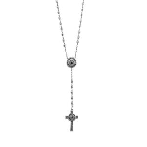Collana Rosario Natività Stella e Croce pietre nera Uomo gioiello argento Ellius