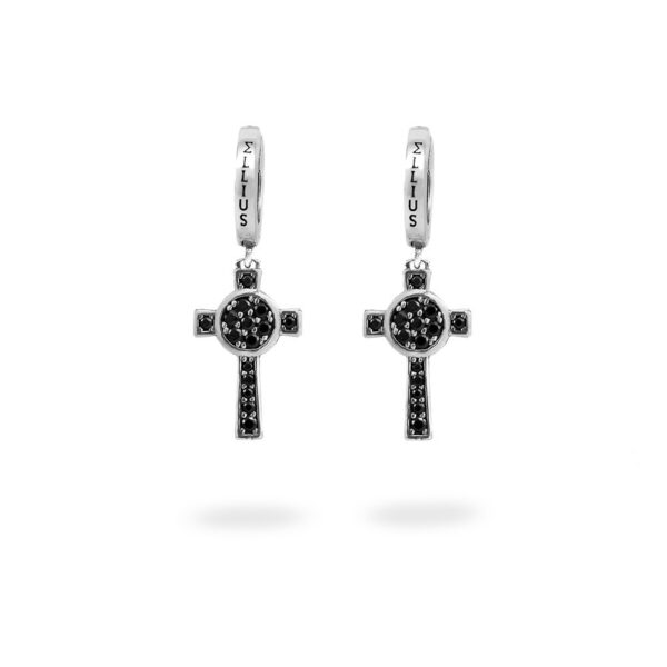 Orecchini Cerchio Croce Natività pietre nero gioielli argento Ellius
