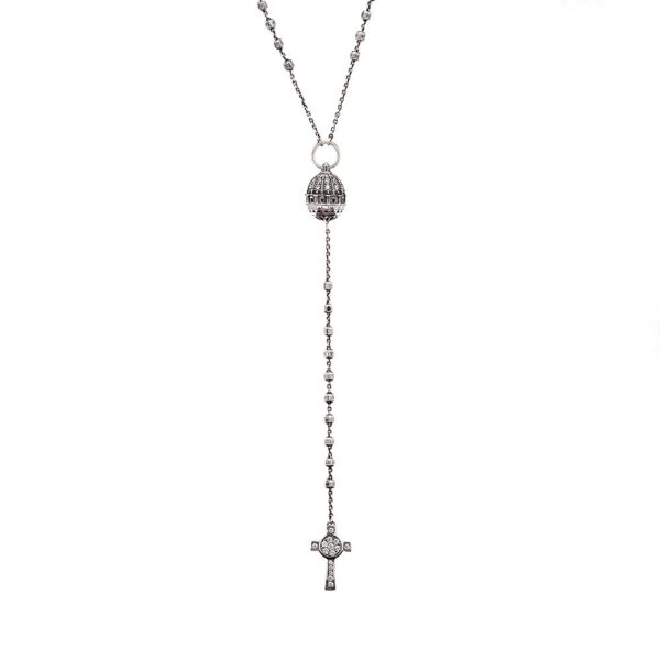collana Rosario cappella san pietro roma e croce natività pietre bianco argento ellius