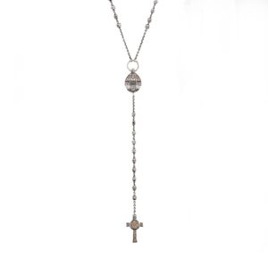 Collana Rosario Duomo di Firenze e Croce Natività pietre champagne argento ellius