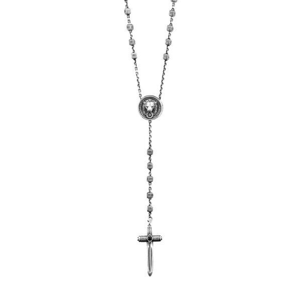 collana porta romana leone rosario argento ellius